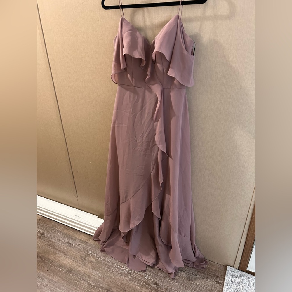 Elegant Mauve Ruffle Maxi Dress